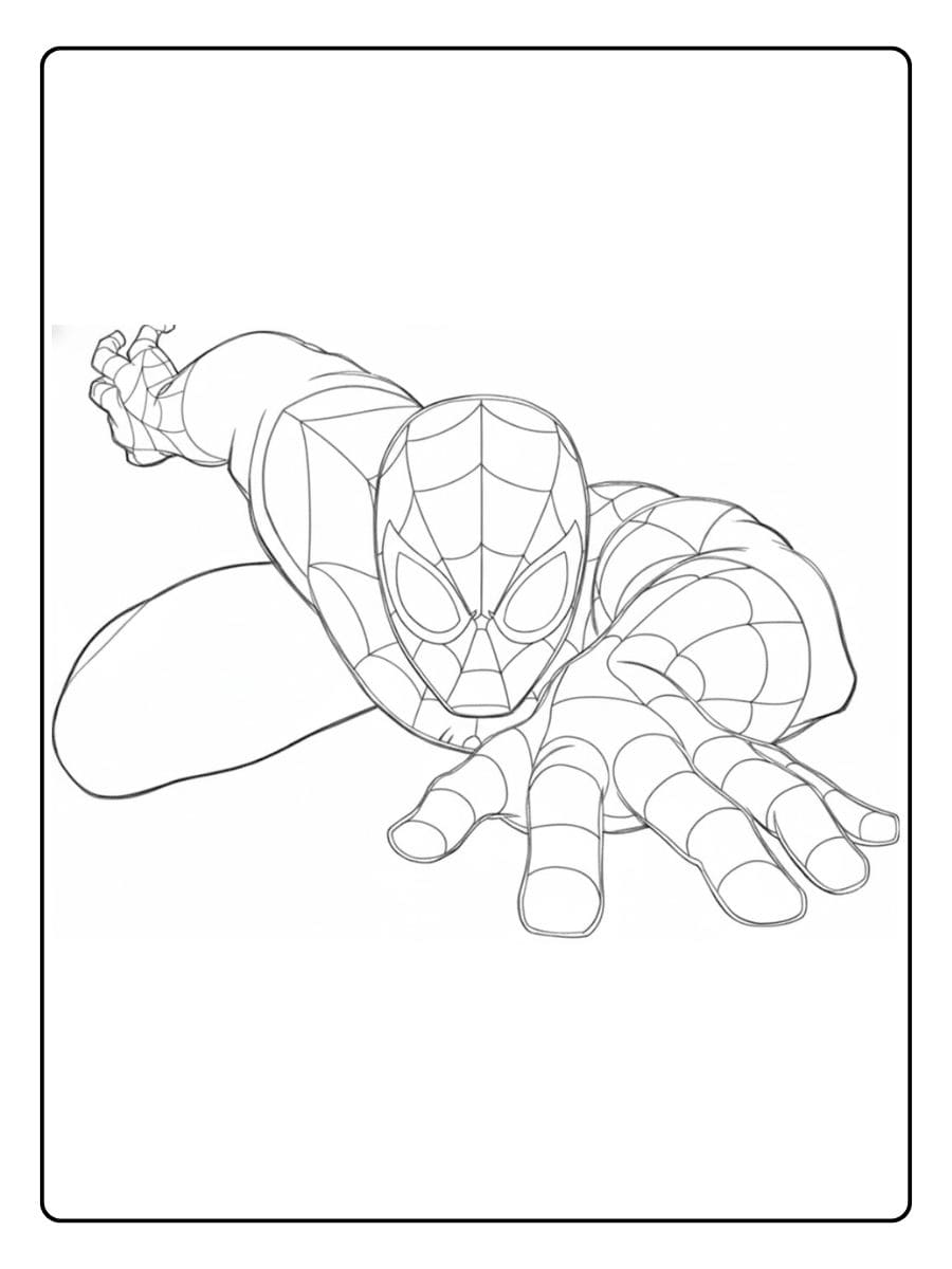 Spiderman kleurplaat eenvoudige lijnen