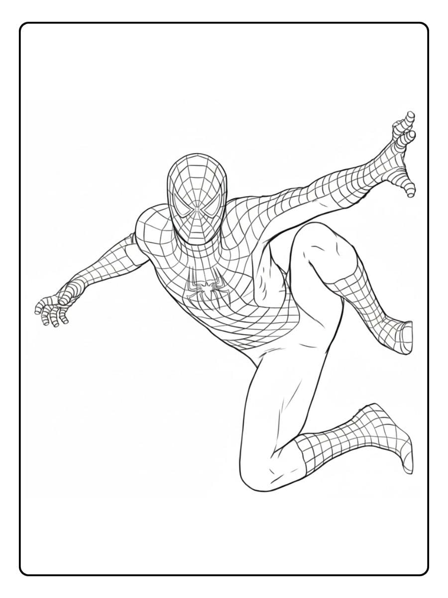 Spiderman kleurplaat in actie