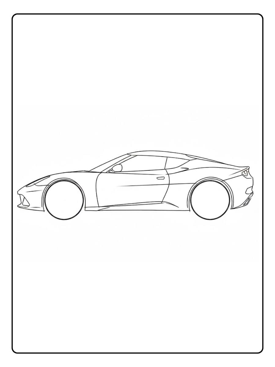 Sportwagen Silhouet Kleurplaat Auto met Dikke Lijnen