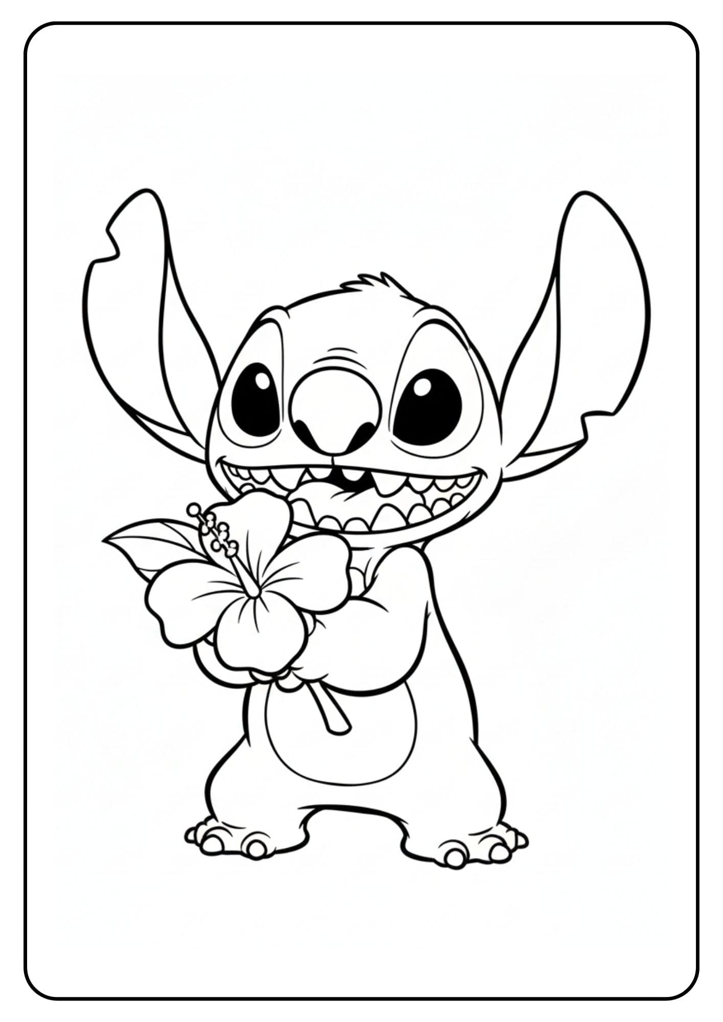 Stitch kleurplaat bloem