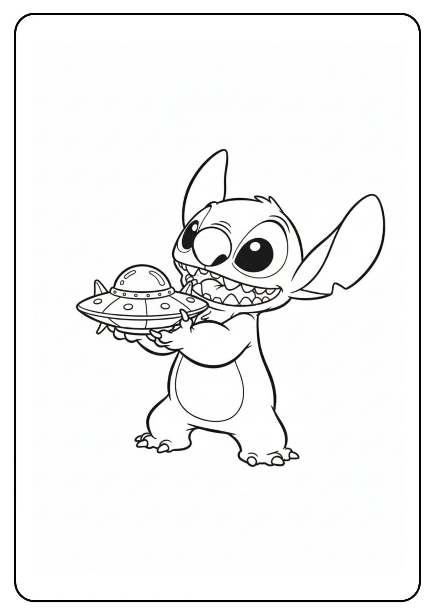 Stitch kleurplaat ruimteschip