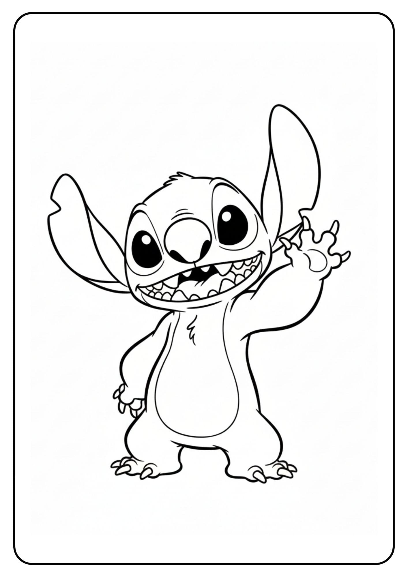 Stitch kleurplaat zwaaien