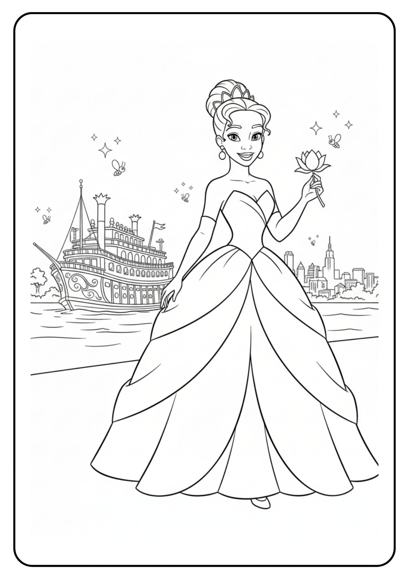 Tiana kleurplaat disney prinsessen