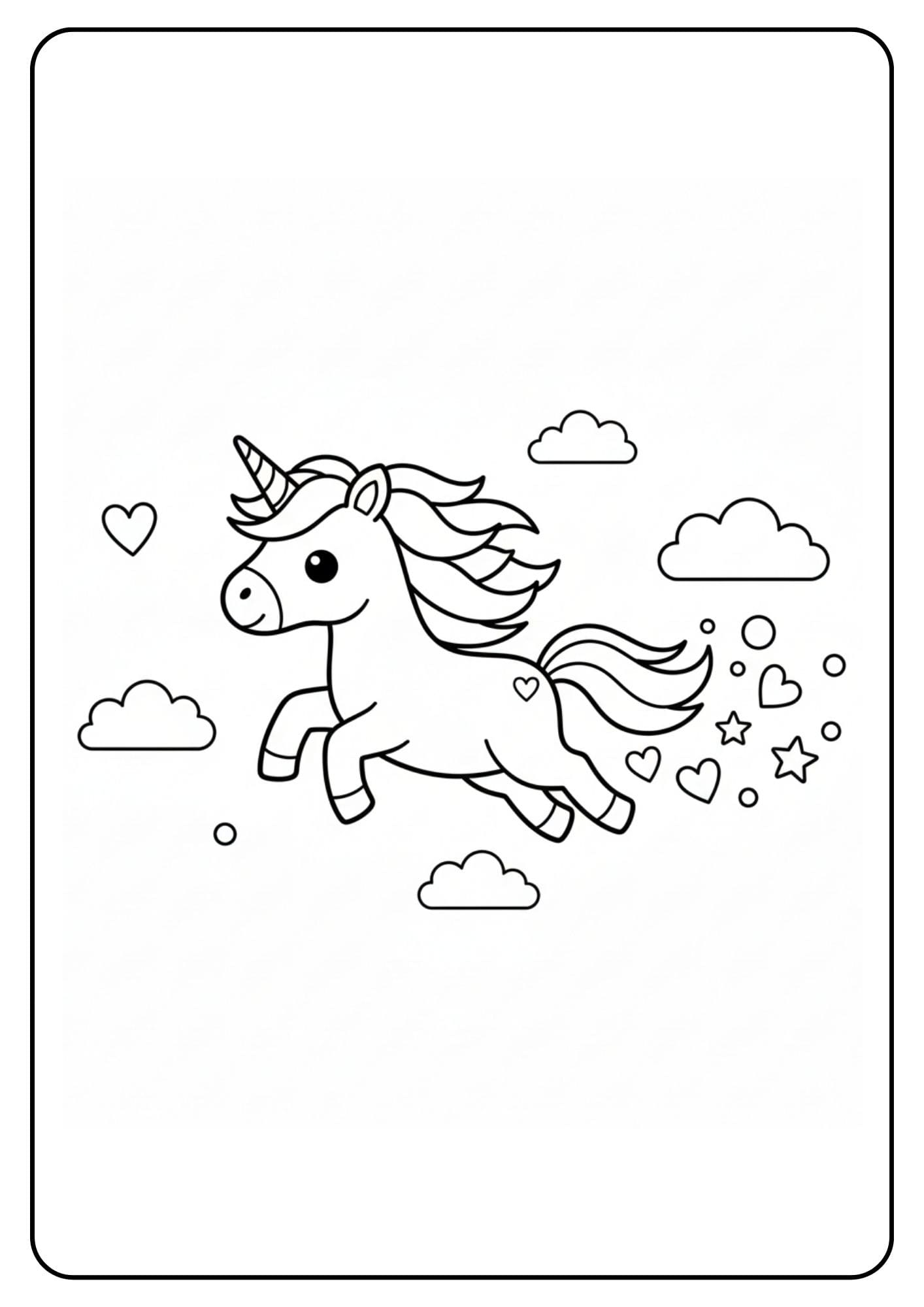 Unicorn kleurplaat vliegende eenhoorn