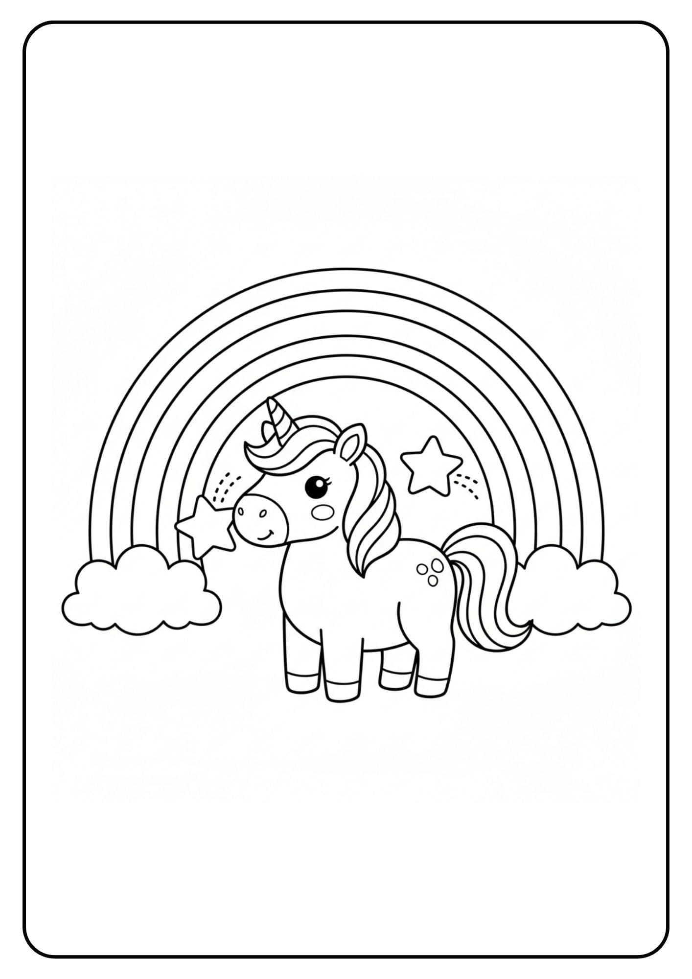 Unicorn regenboog kleurplaat eenvoudig