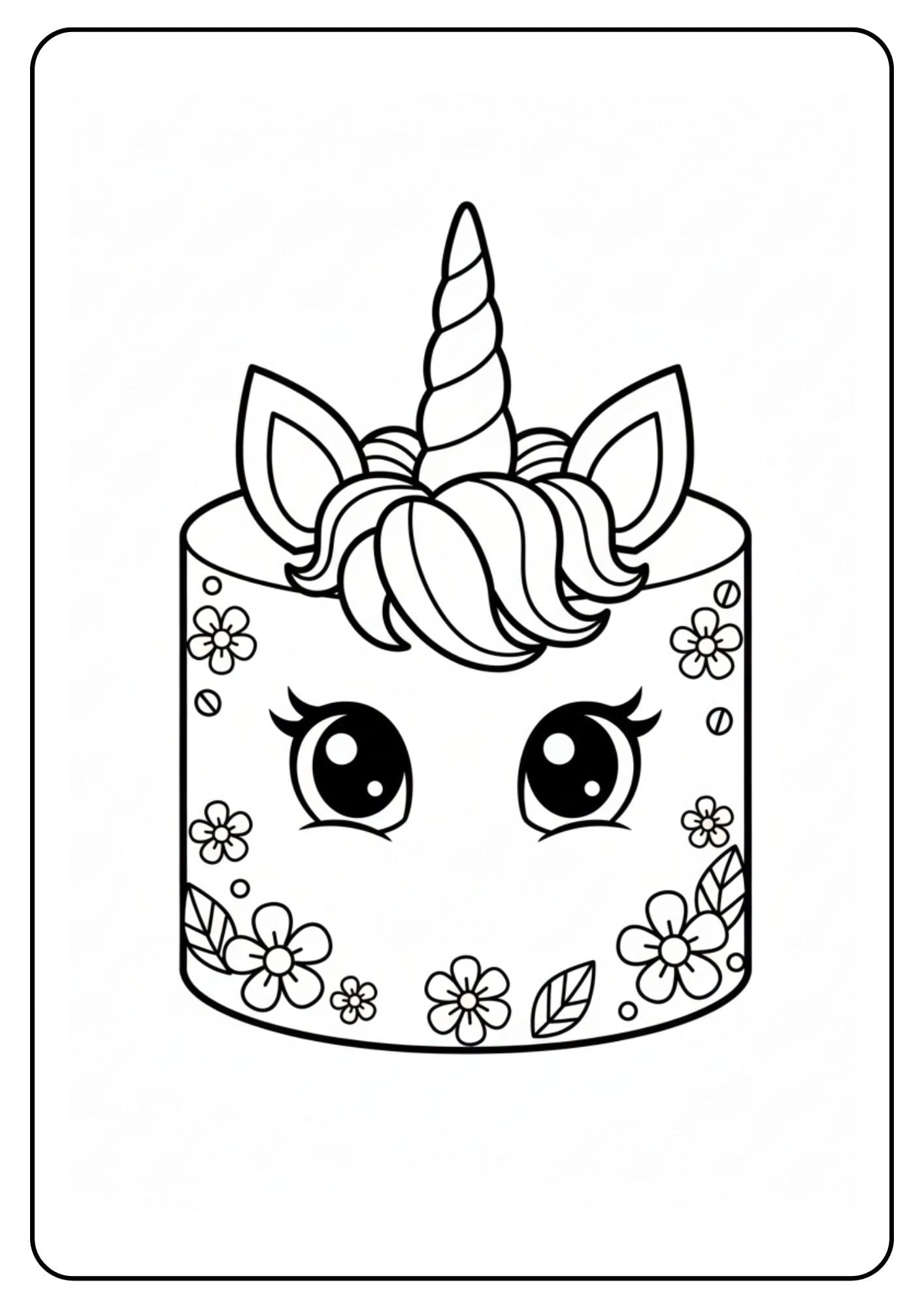 Unicorn taart printable kleurplaat