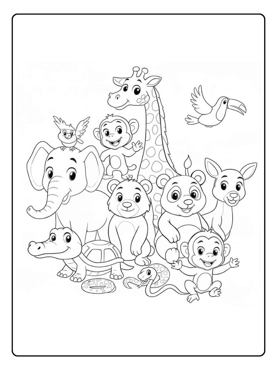 Veldplezier en Dieren Kleurplaat