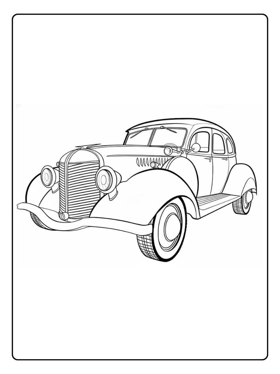 Vintage auto kleurplaat Eenvoudige schets