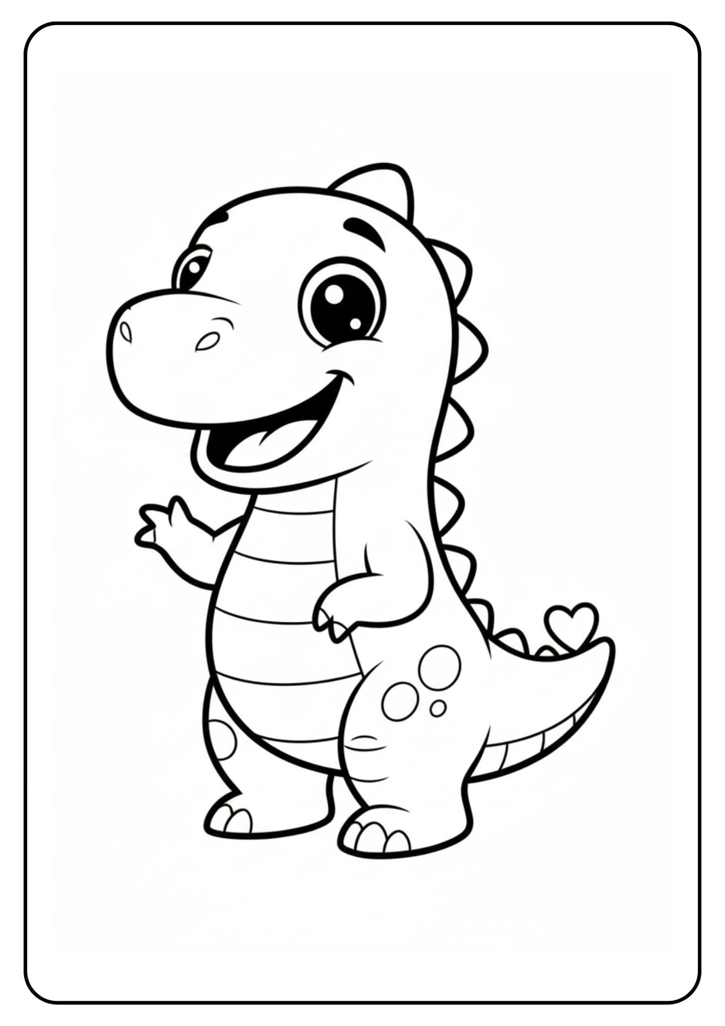 Vrolijke schattige dino kleurplaat