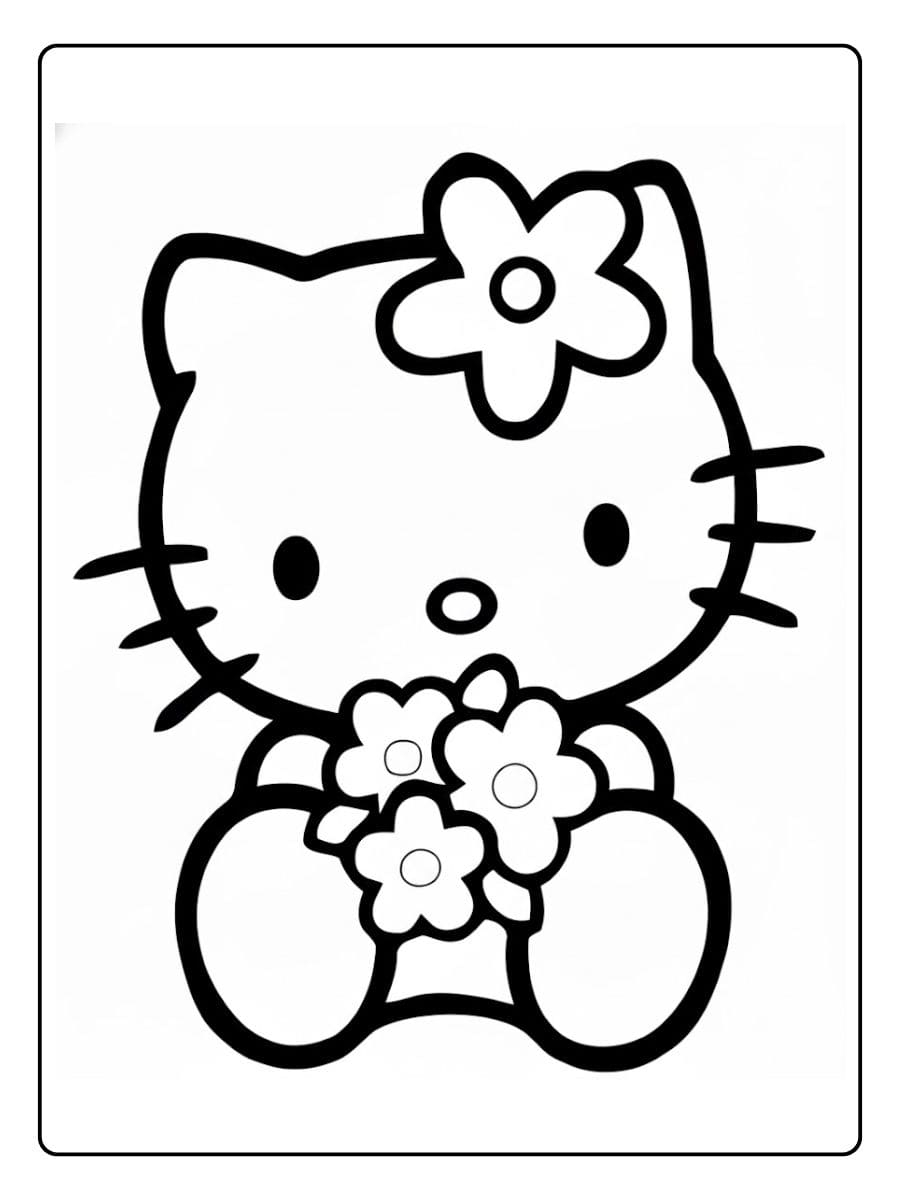 Zwarte en witte Hello Kitty kleurplaat