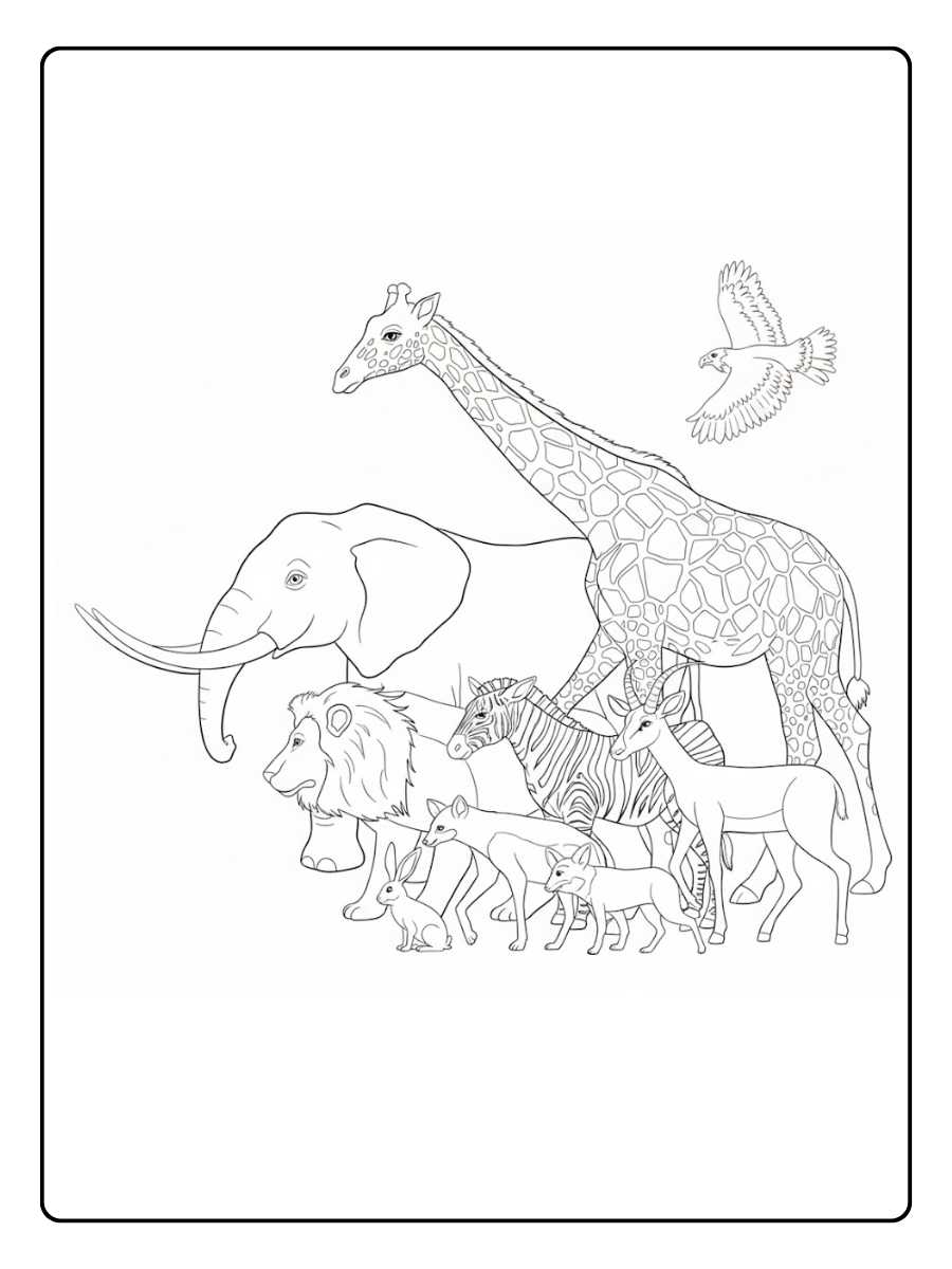 dieren van de savanne kleurplaat dieren