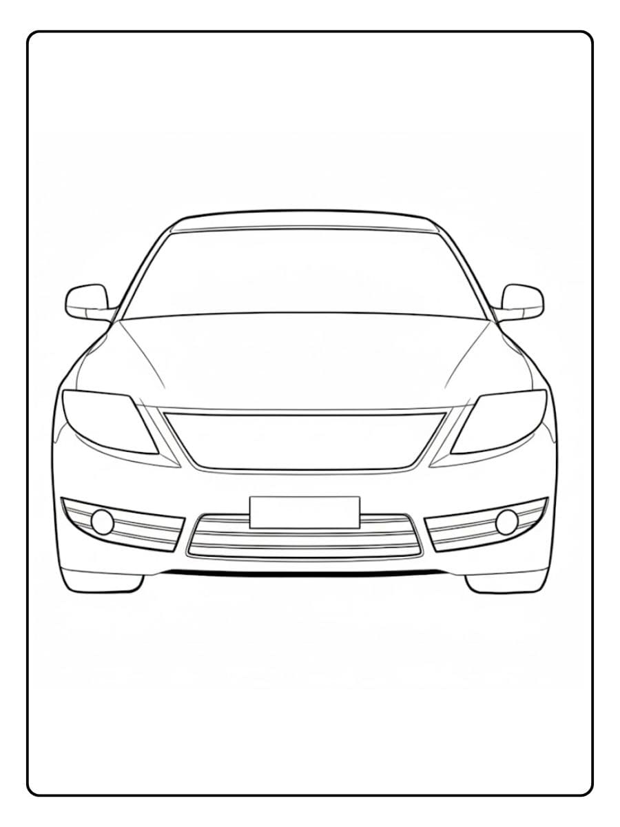 kleurplaat auto voorkant eenvoudig