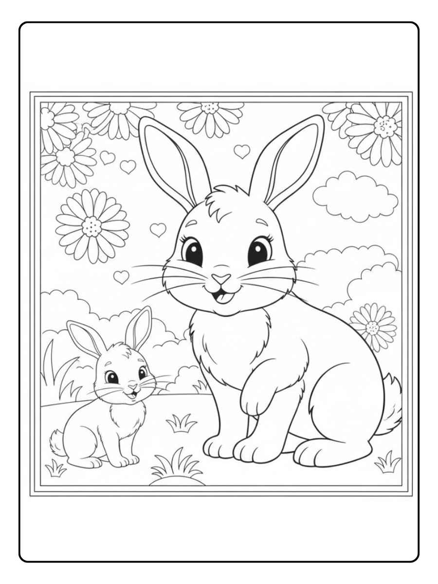 kleurplaat konijn grote lijnen