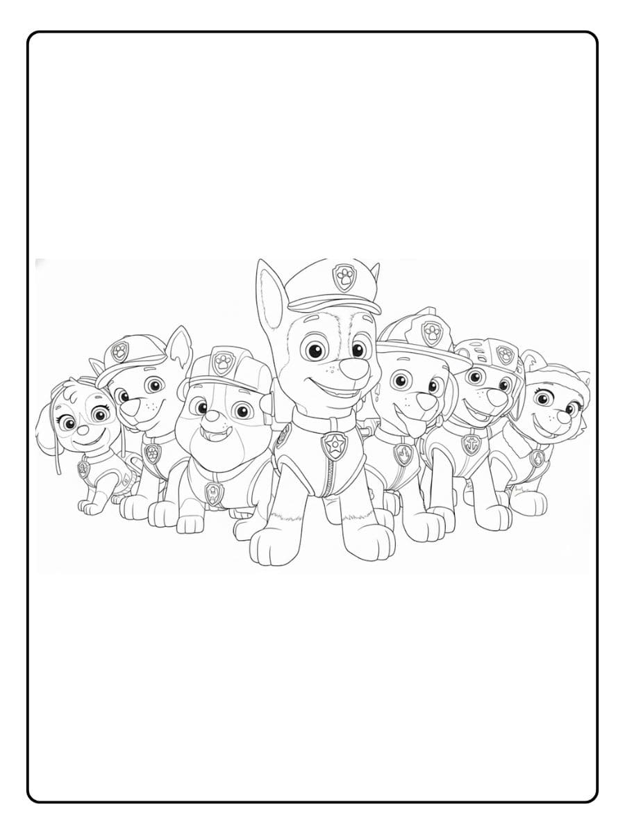 kleurplaat paw patrol alle pups