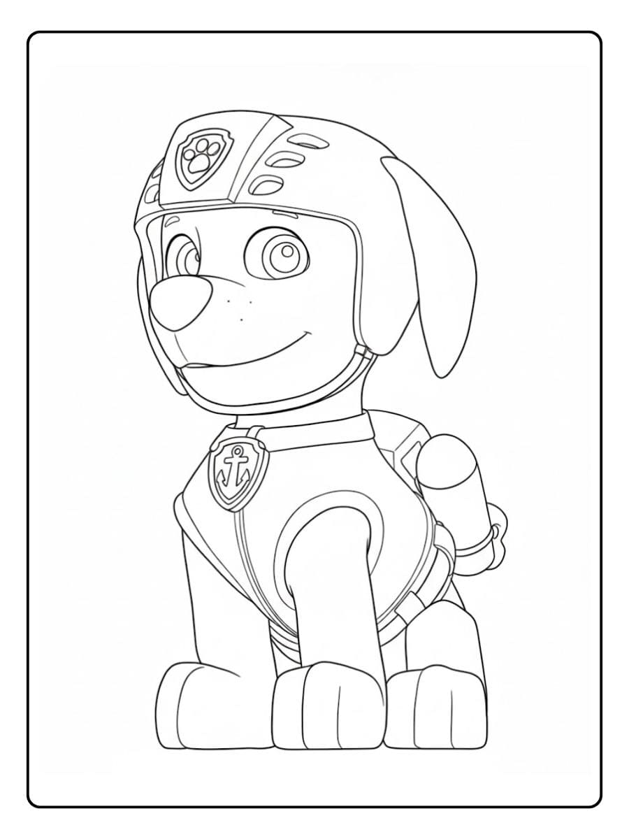 kleurplaat paw patrol hondenpuppy in reddingsuitrusting