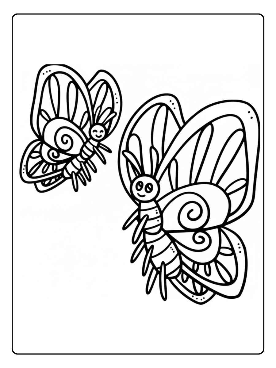 kleurplaat vlinder twee vlinders samen