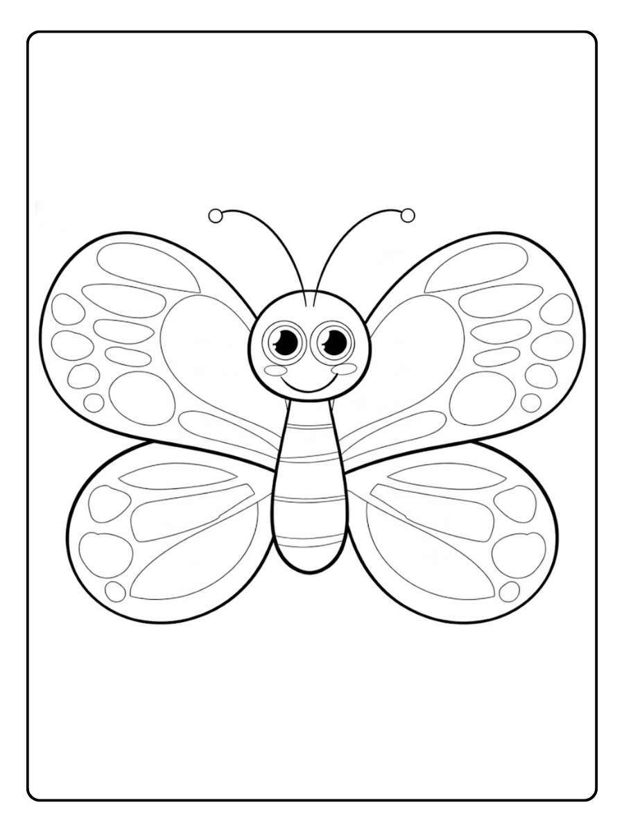 kleurplaat vlinder vrolijke vlinder cartoon