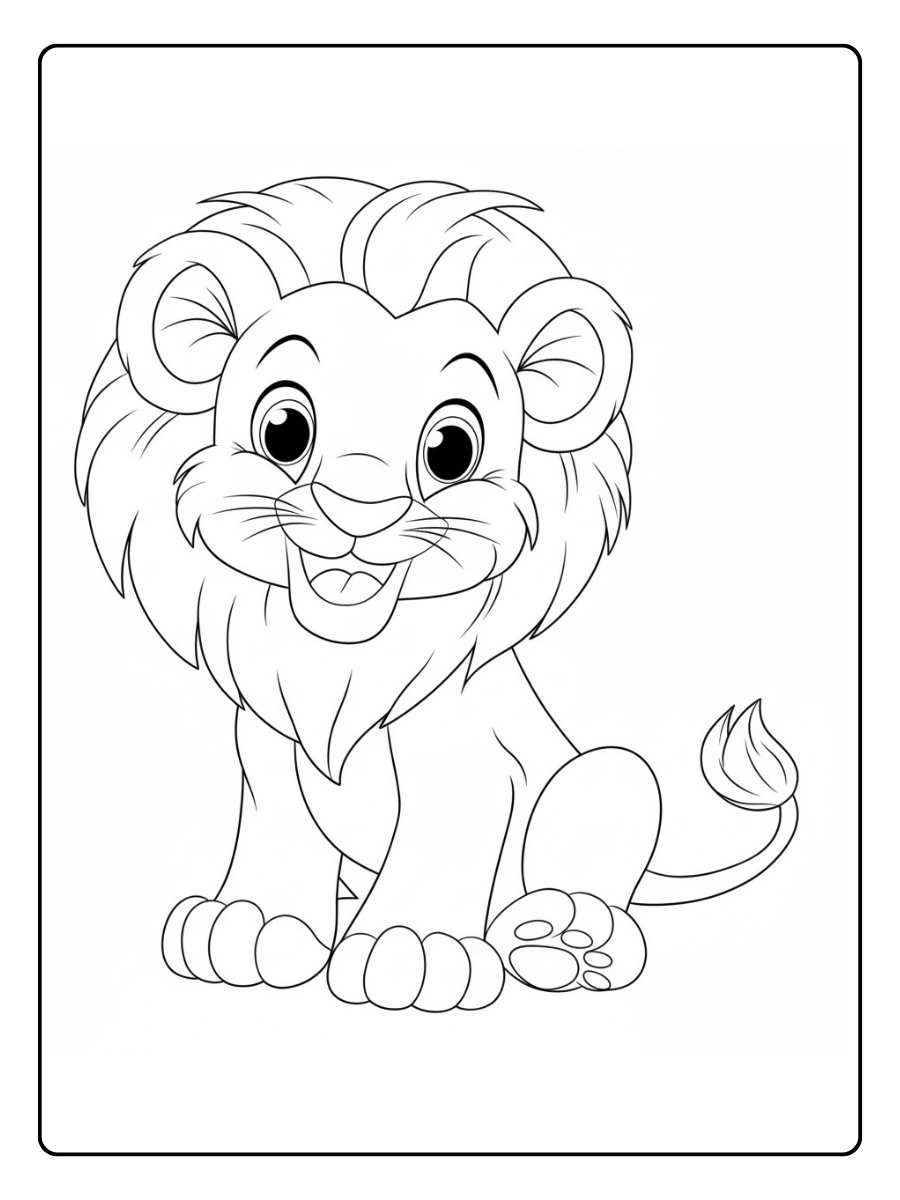 leeuw en safaridieren kleurplaat leeuw