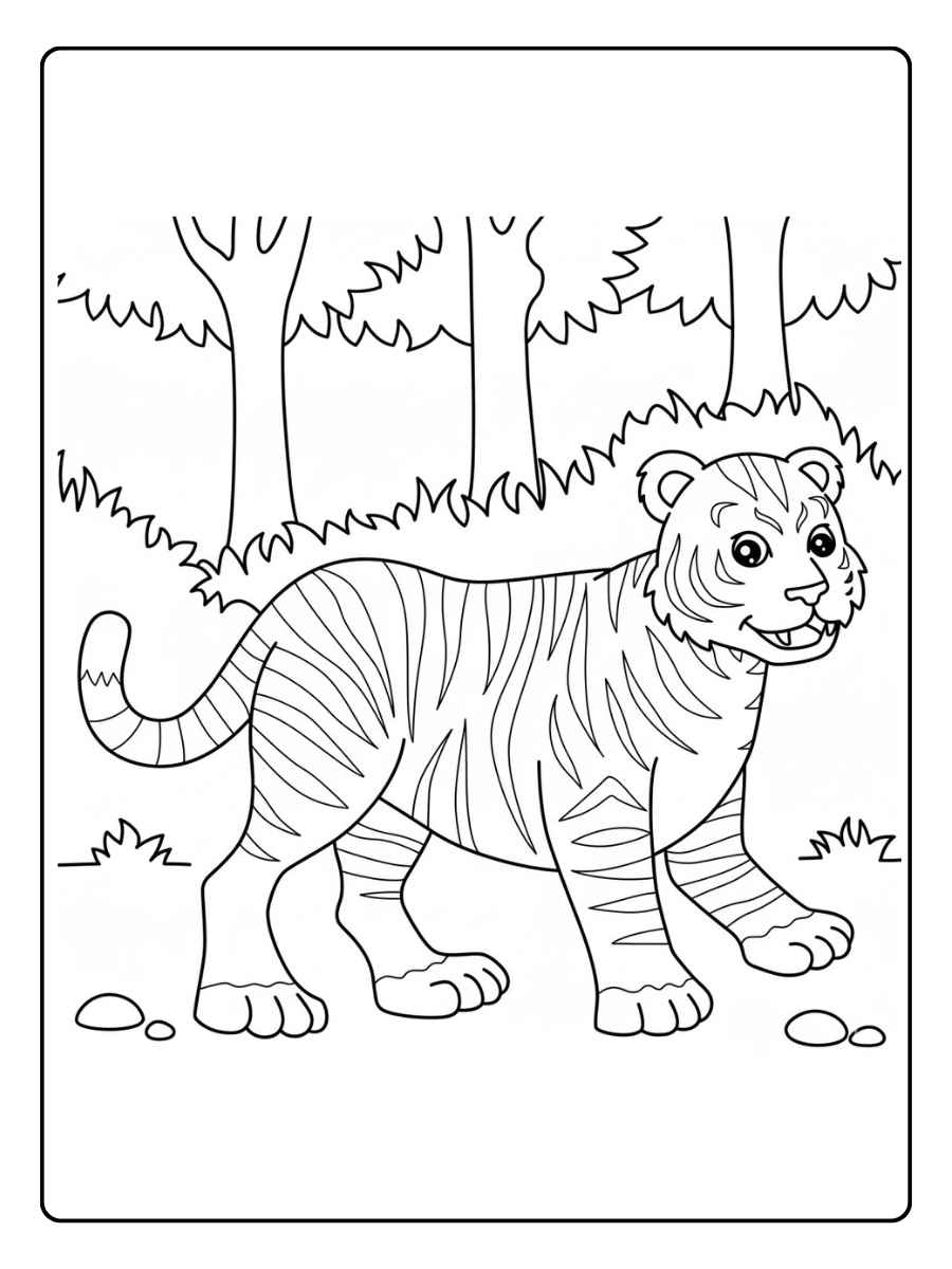 leeuw en tijger familie kleurplaat tijger