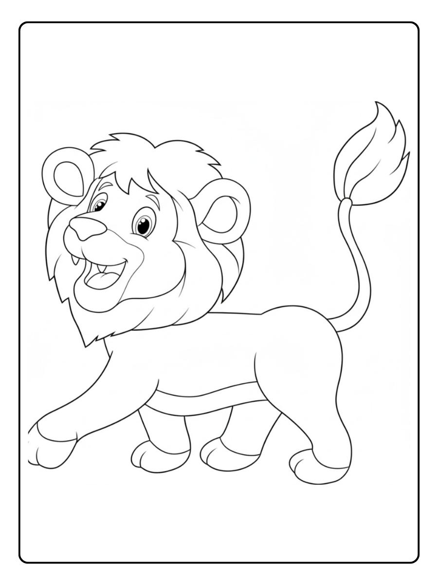 leeuw met Afrikaanse dieren kleurplaat leeuw