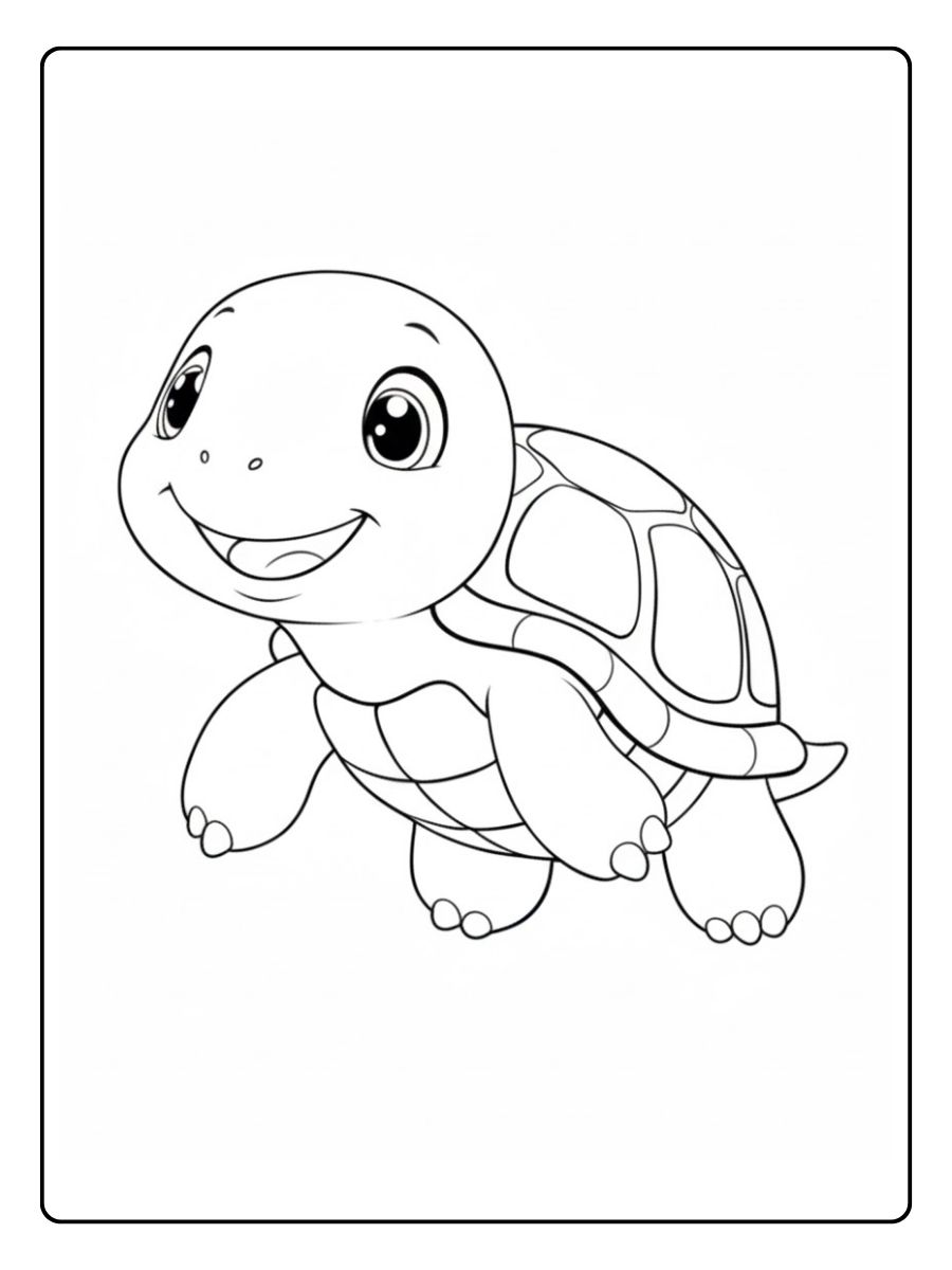 schildpad kleurplaat kleine schildpad lopend