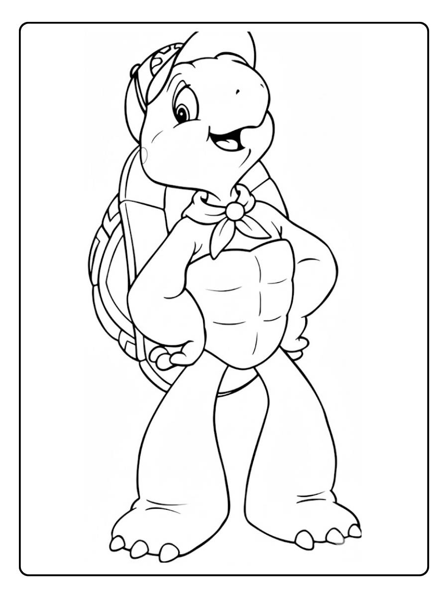 schildpad kleurplaat stoere schildpad spierballen