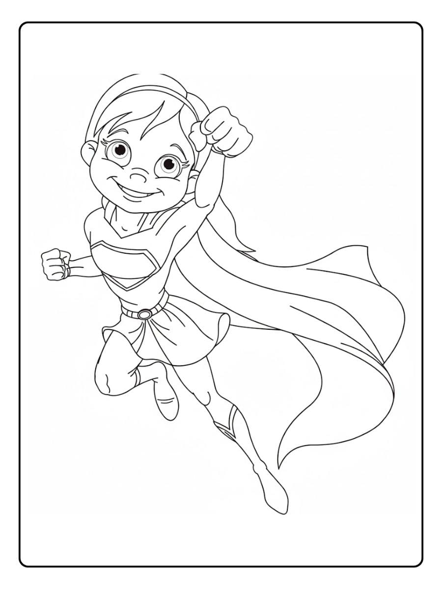 vliegende meisje superheld kleurplaat